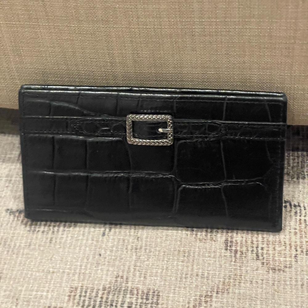 Brighton Blue Leather Crocodile Print Large Wallet Organizer